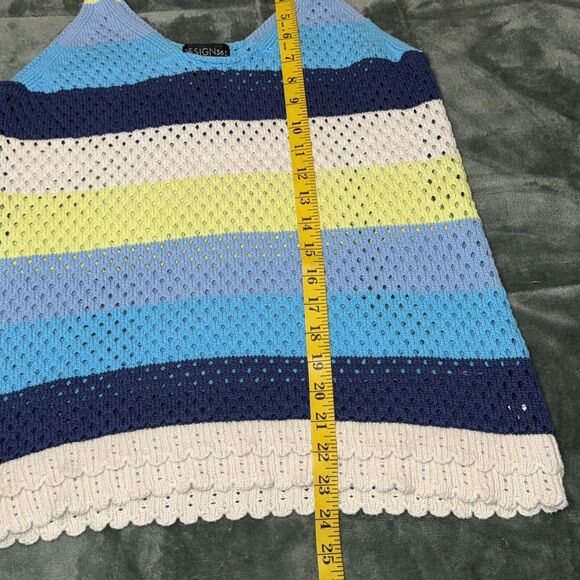 Design 365 Sweater Tank Women's Large Multicolor Striped Open Knit Scoop Neck - Picture 5 of 6